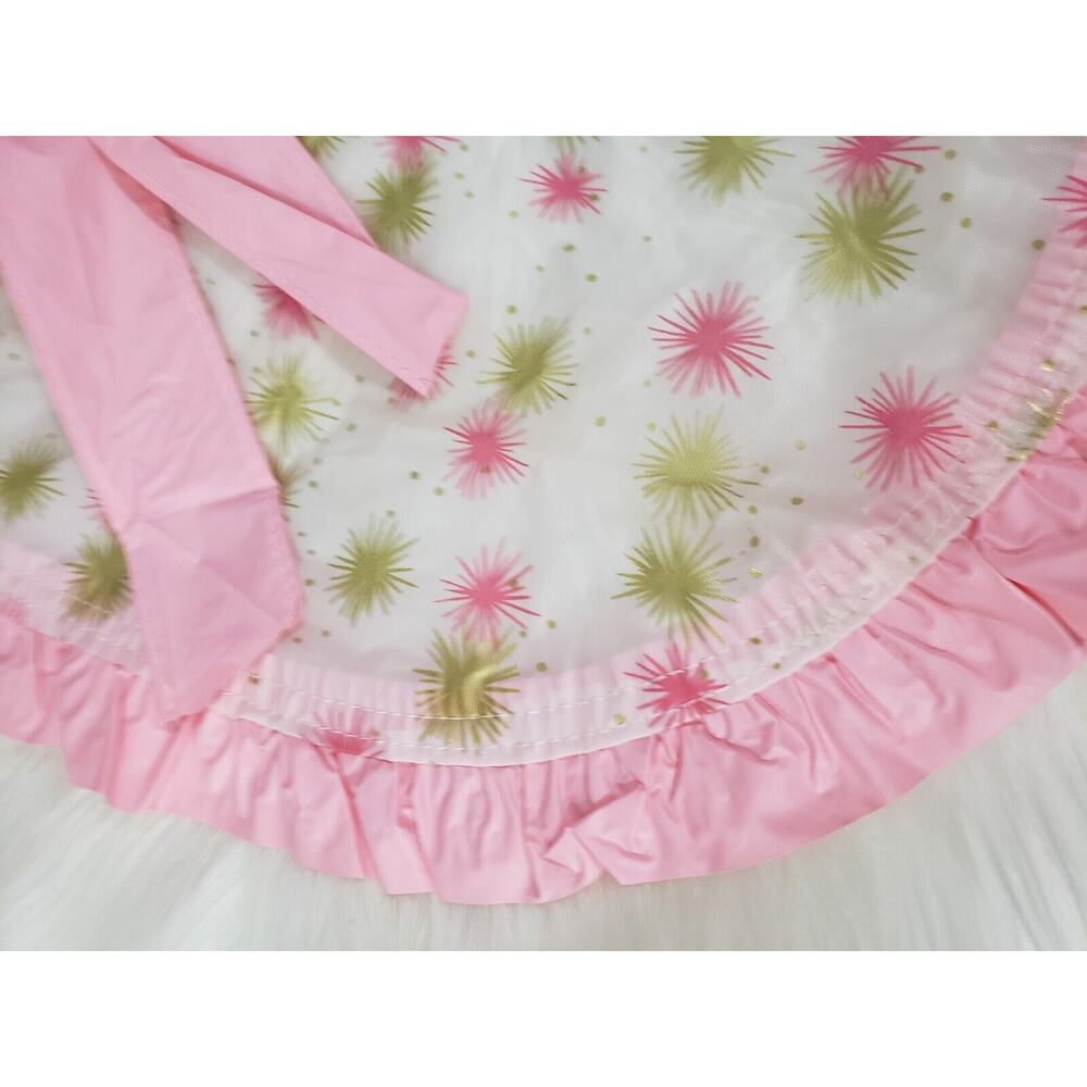 Vintage Mid Century 50s Gold Pink Half Apron Space Age Atomic Era Mom Housewife View 2